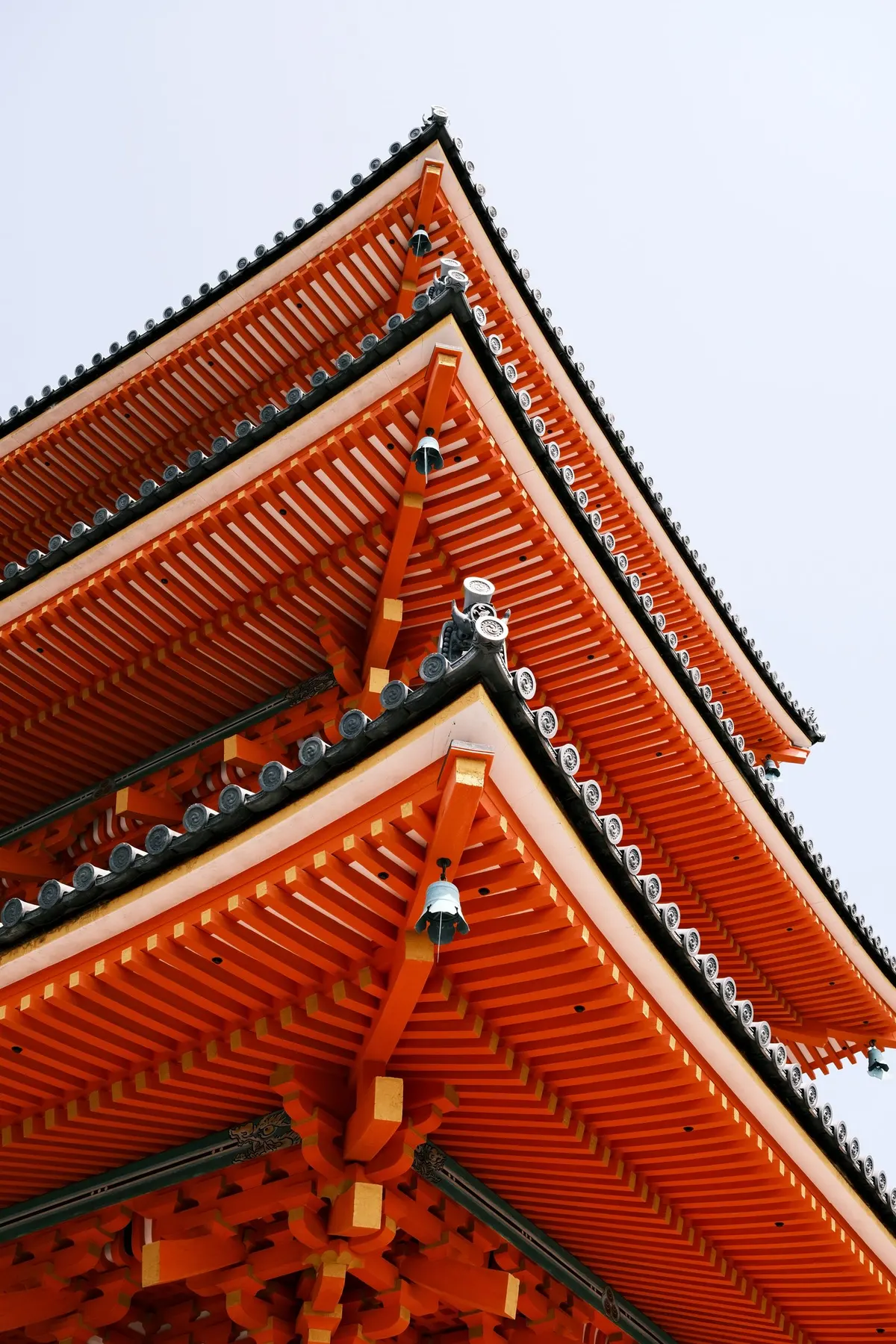 Vermilion temple architecture in Kyoto